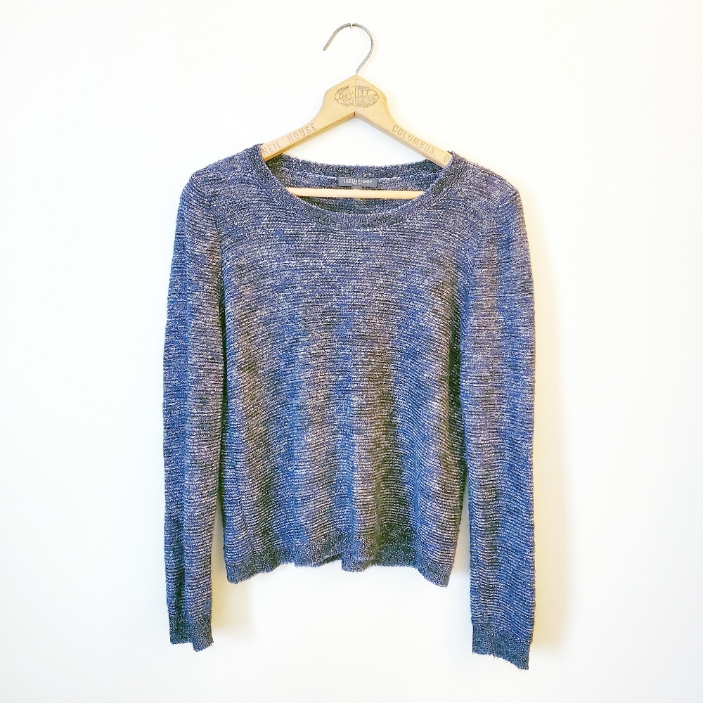 Eileen Fisher Navy Marled Linen Blend Sweater